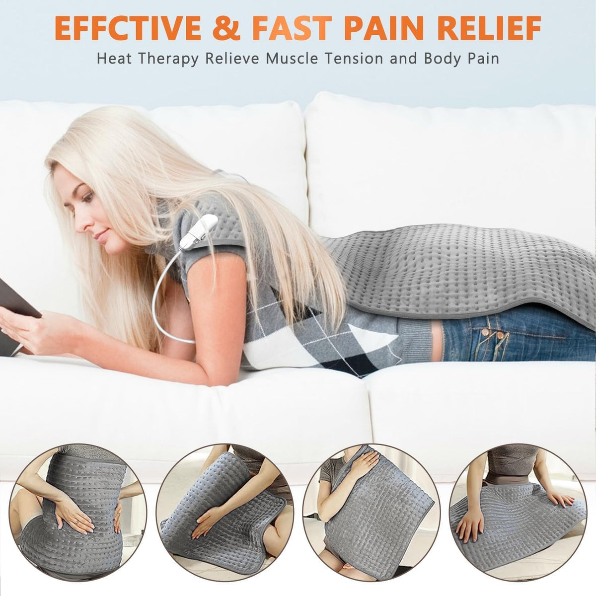 Heating Pad for Neck and Shoulders and Back Pain Relief, Large Size 24”X34” Electric Heating Pad with 9 Heat Setting & 4 Auto-Off Timers - Gifts for Women Men