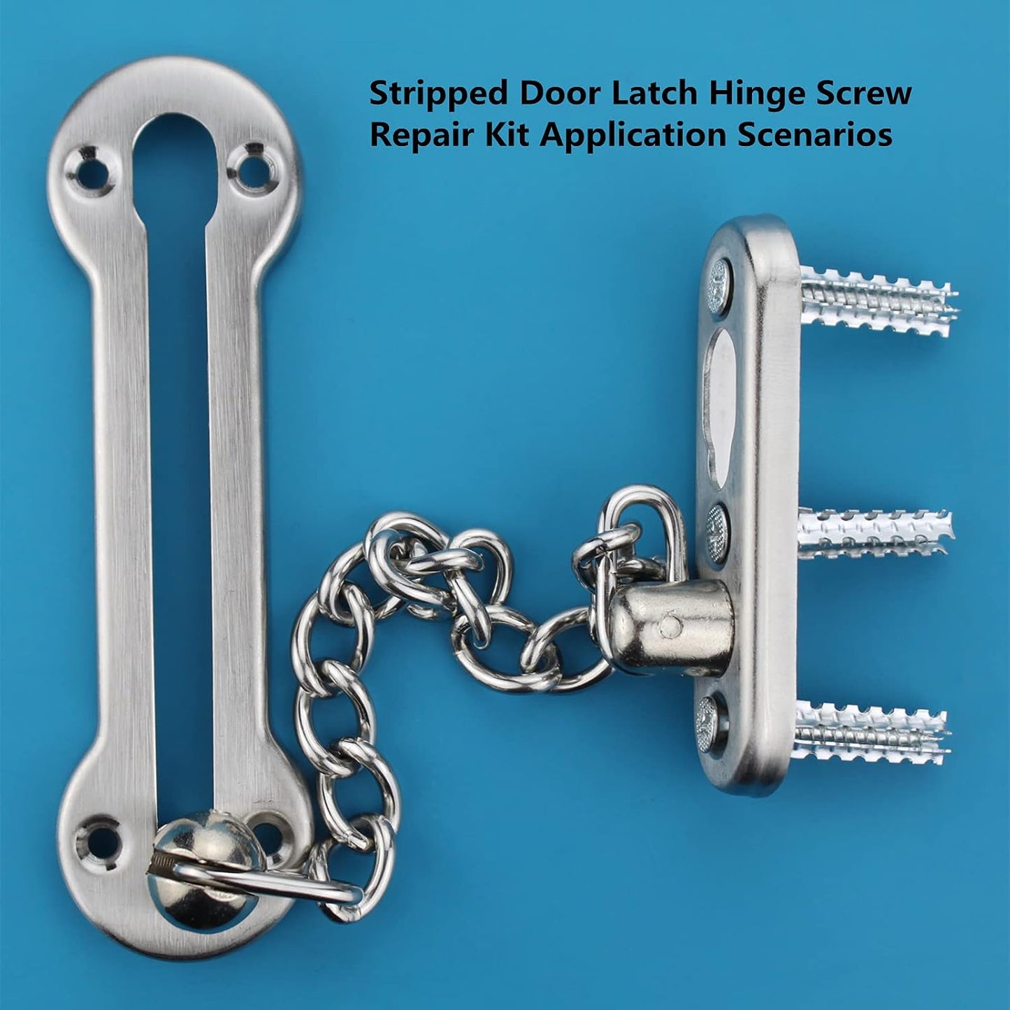 Screw Door Security Hardware Reinforcement Jamb Repair Kit - Terrific Solution for Stripped Door Hinge, Damaged Screw Repair (Black)