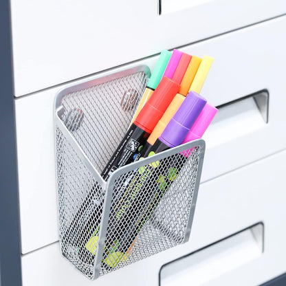 Magnetic Pencil Holder,Mesh Stainless Steel Pen Basket, Metal Writing Utensil Storage Organizer for Whiteboard,Blackboard,Kitchen, Locker, Home, or Office | Metal Writing Utensil Storage Organizer for Whiteboard,Blackboard,Kitchen, Locker, Home, or Office