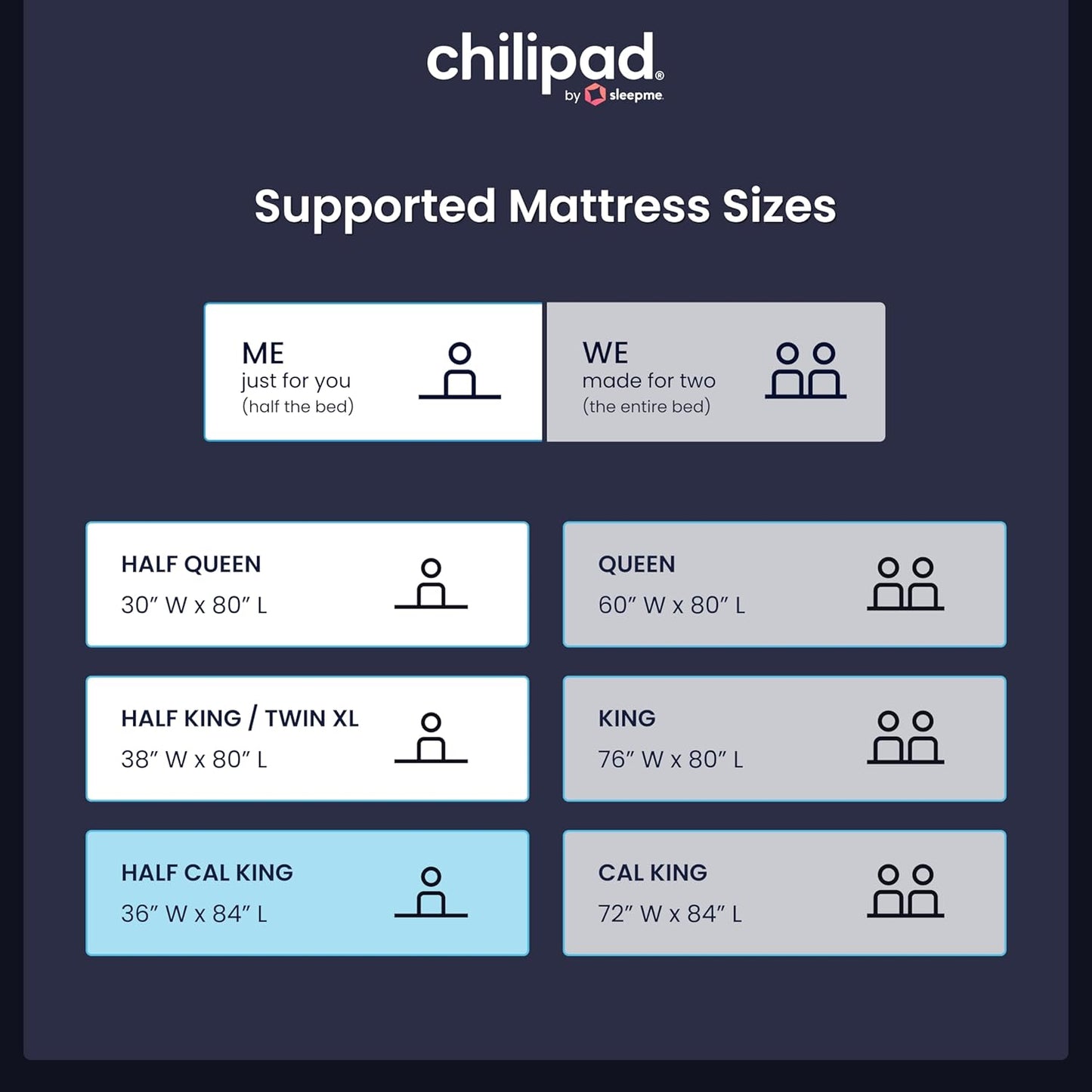 Chilipad Cube Bed Cooling System - Cooling & Heating Mattress Topper, Set Individual Bed Temperature, Cool Sleep Enhancement, Temp Range of 60-115°F, ME Half Queen Bedsize (30"W x 80"L), Model: CP500