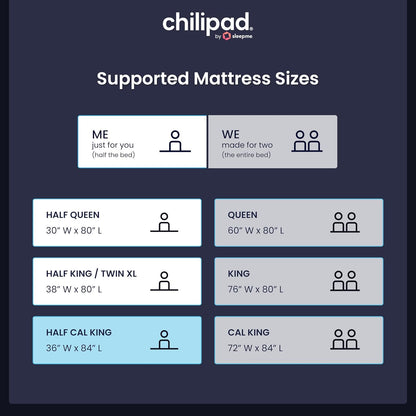 Chilipad Cube Bed Cooling System - Cooling & Heating Mattress Topper, Set Individual Bed Temperature, Cool Sleep Enhancement, Temp Range of 60-115°F, ME Half Queen Bedsize (30"W x 80"L), Model: CP500