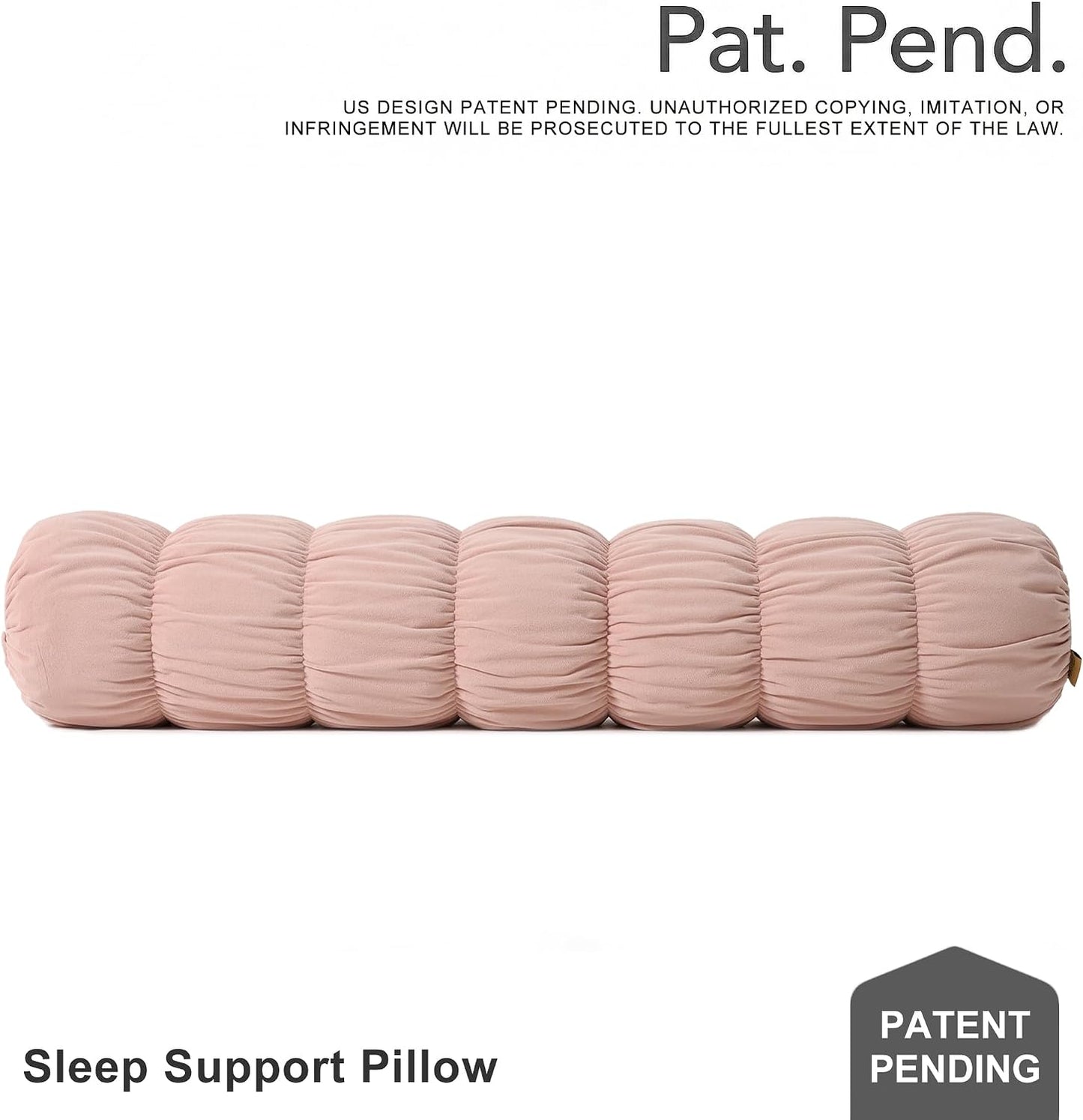 Pat. Pend. Long Bolster Pillow for Bed, Small Body Pillow for Adults, Soft Velvet Washable Cover, Cylinder Pillow for Side Sleepers and Leg Support(Misty White, 39"x 7.87")