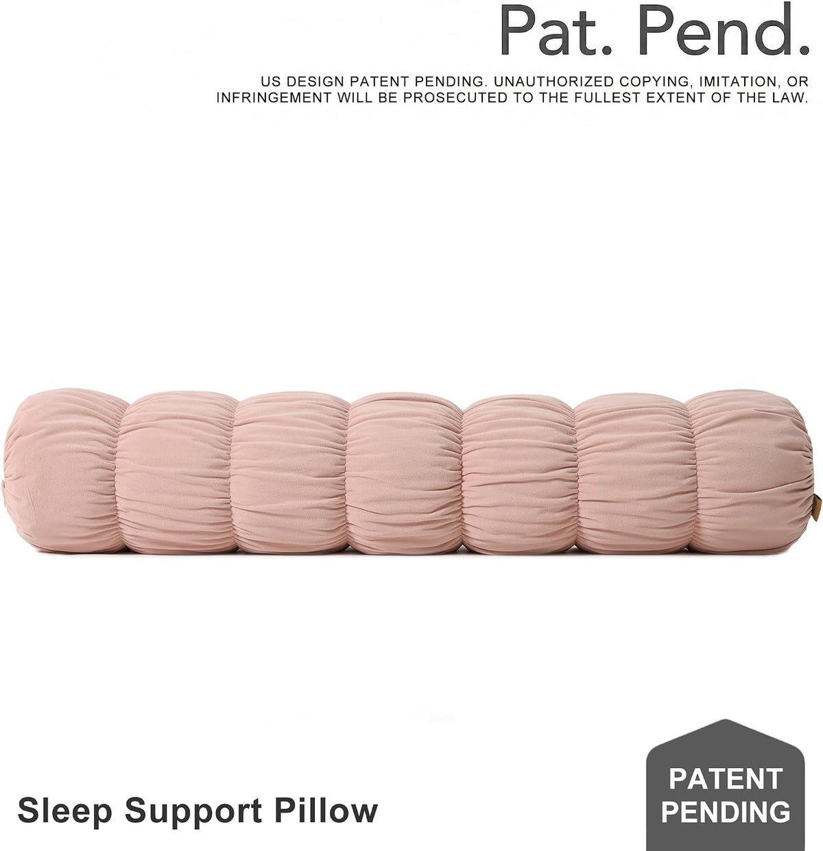 Pat. Pend. Long Bolster Pillow for Bed, 39 Inch, Misty White