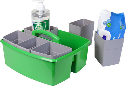 Storex 2-Compartment Large Cleaning Caddy – Multipurpose Supply Organizer with Handle - Black, 1-Pack (00973A06C)