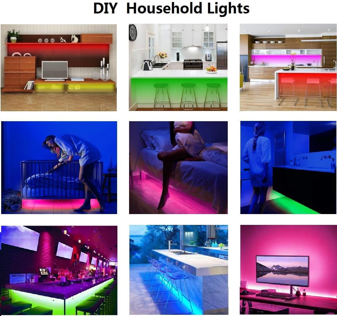 Motion Activated Under Bed Lights, 2x9.84ft 5050 RGB Color Changing LED Strip Lights with Sensor, APP Control and Music Sync, Dimmable Night Light for Bedroom Stair Father Day Gifts