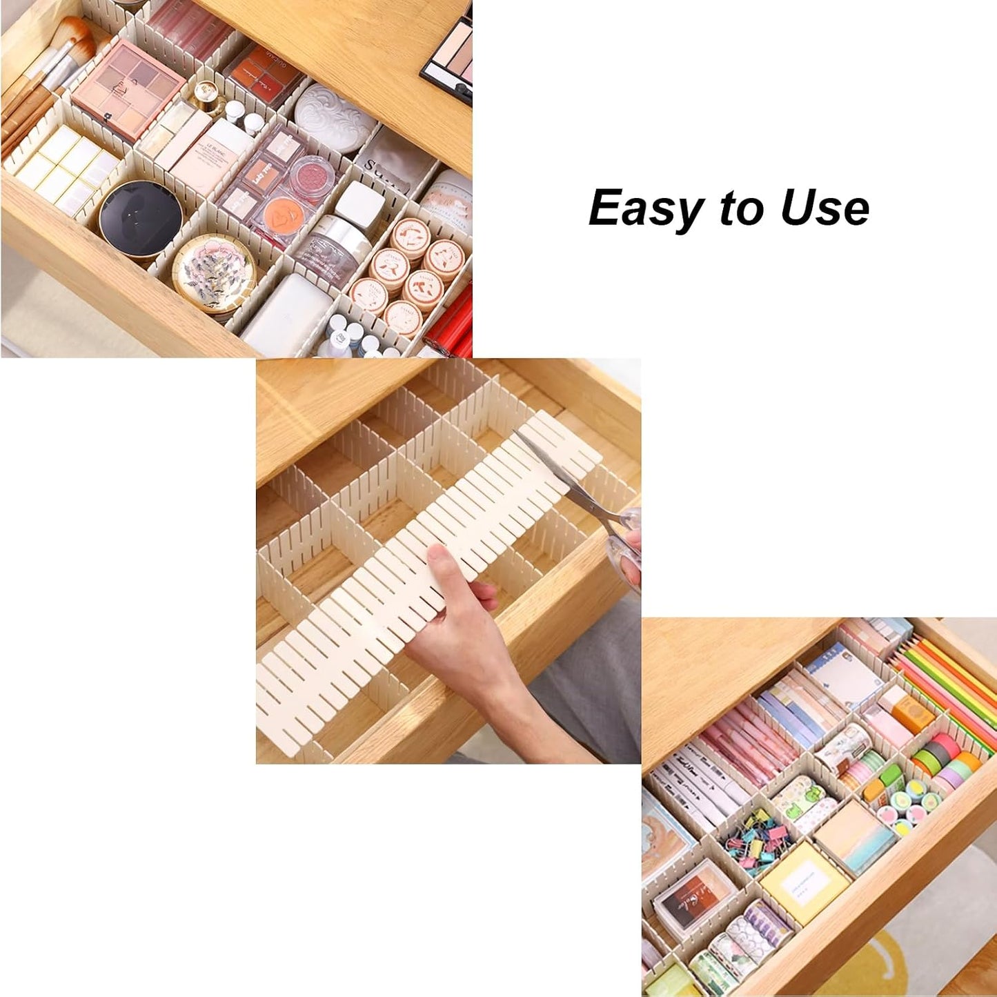 Onerbuy 8pcs Adjustable Grid Drawer Dividers DIY Plastic Closet Separator Tidy Organizer Container 32.5 * 7cm/ 12.8 * 2.8inch for Underwear Socks Belt Office Supplies(Transparent White)