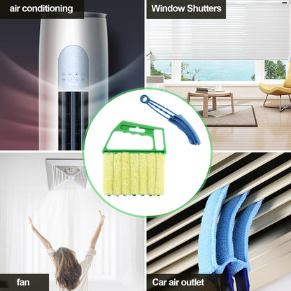 Mwellewm 2Pcs Window Venetian 7 Finger Dusting Cleaner Tool and 1Pc Window Blind Cleaner Duster Brush Hand-Held Window Shutters Venetian Shades Brush for Air Conditioner Duster Dirt