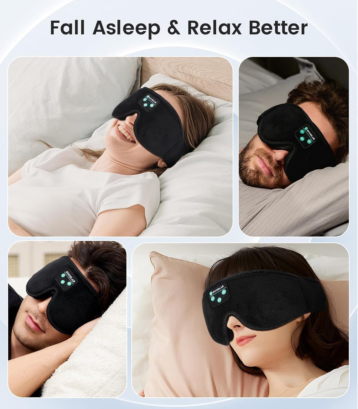Bluetooth Sleep Mask, Sleep Mask with Bluetooth Headphones, Sleeping Headphones for Side Sleepers Travel Yoga, Cool Tech Gadgets Unique Gift for Valentine's Mother's Day Birthday Christmas