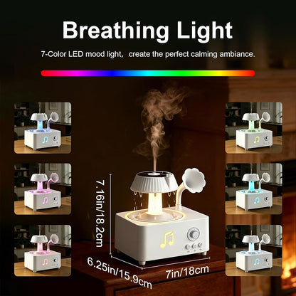 Morbou Raindrop Aroma Diffuser Room Humidifier with White Noise, 7-Color Air Mist Essential Oil Diffuser Sleep Sounds Aroma Rain Drop, with Remote Control (Brown)