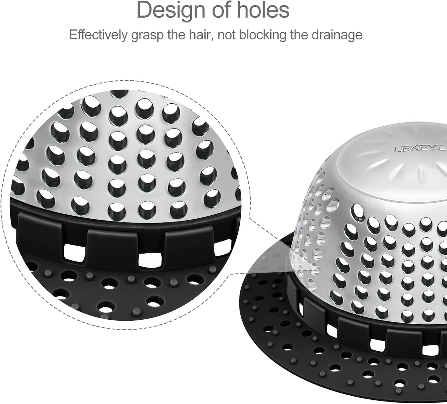 LEKEYE Drain Hair Catcher/Bathtub Drain Cover/Drain Protector for Pop-Up & Regular Drains(Patented Product)