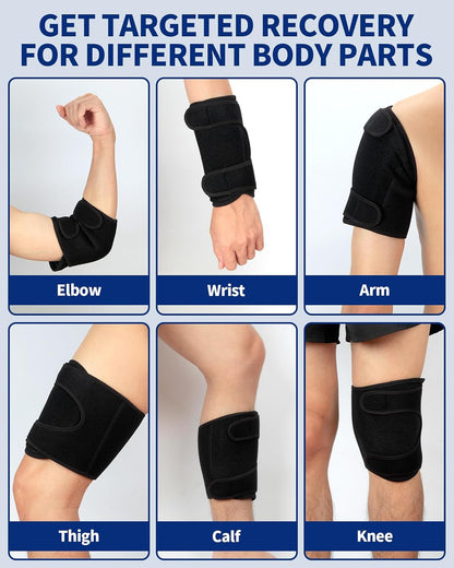 Gel Ice Pack Wrap with Straps for Knee,Elbow, Wrist, Neck, Ankle & Back,Reusable Ice Packs for Injuries, Inflammation & Recovery Hot Cold Therapy Short Style