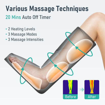 QUINEAR Leg Massager with Heat, Compression Device for Legs, Heated Compression Boots Foot Calf Massage Machine Foot and Leg Pumps Massager