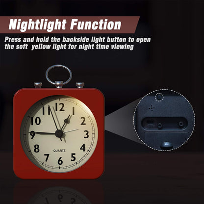 AYRELY® Small Metal Alarm Clock, Desk and Table Clock for Travel