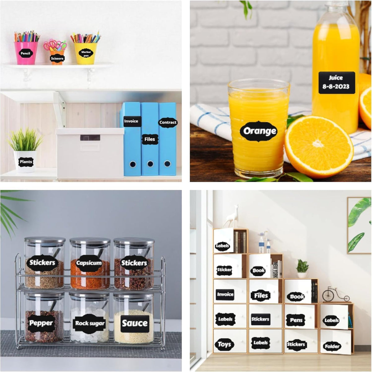 Chalkboard Label Waterproof Reusable Labels for Food Containers Chalk Sticker Labels with 3 Liquid Chalk Markers for Mason Jars, Parties Decoration, Craft Rooms, Storage, Home, Kitchen
