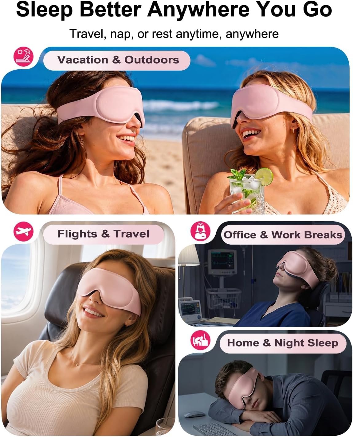 Weighted Eye Mask for Sleeping, 100% Blackout Sleep Mask for Women and Men