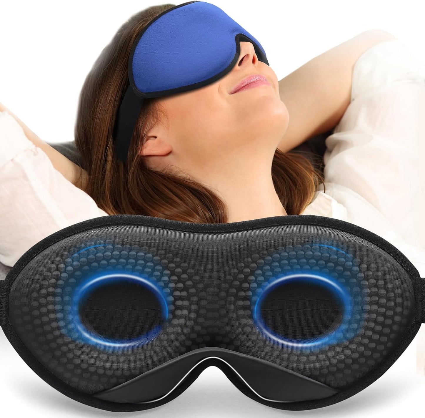 MABAO Weighted Sleep Mask, 100% Blackout Blindfold for Sleeping, Black | 3D Contoured for Lash Extension, Zero Eye Pressure for Women Men, Memory Foam Cover, Soft Gentle Pressure, Blindfold, Travel