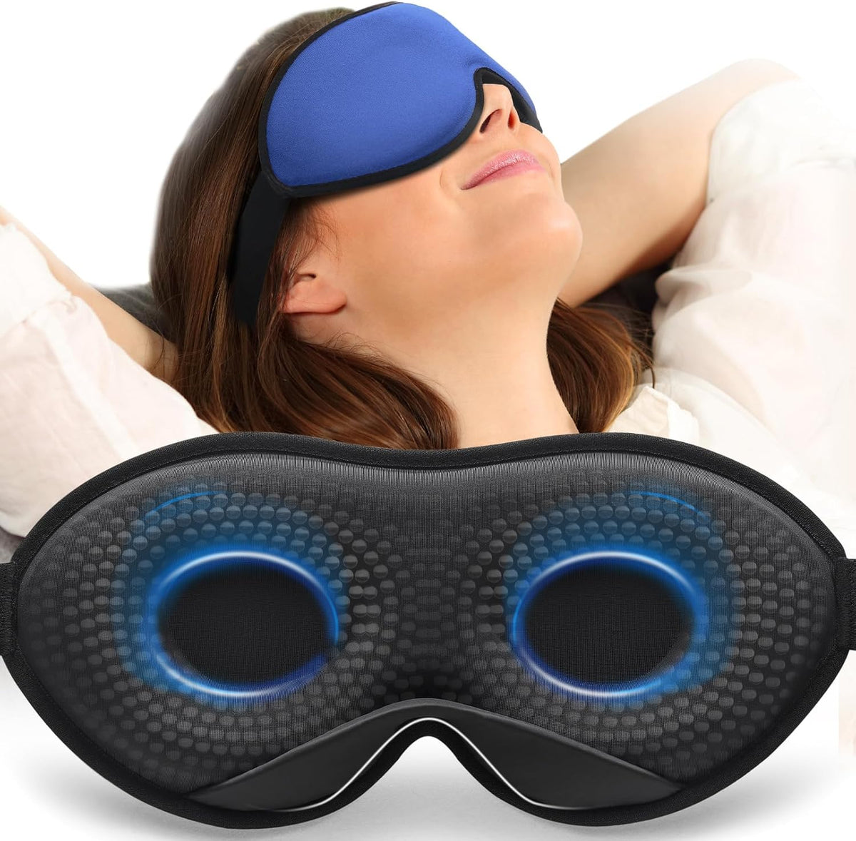 MABAO Weighted Sleep Mask, 100% Blackout Blindfold for Sleeping, Black