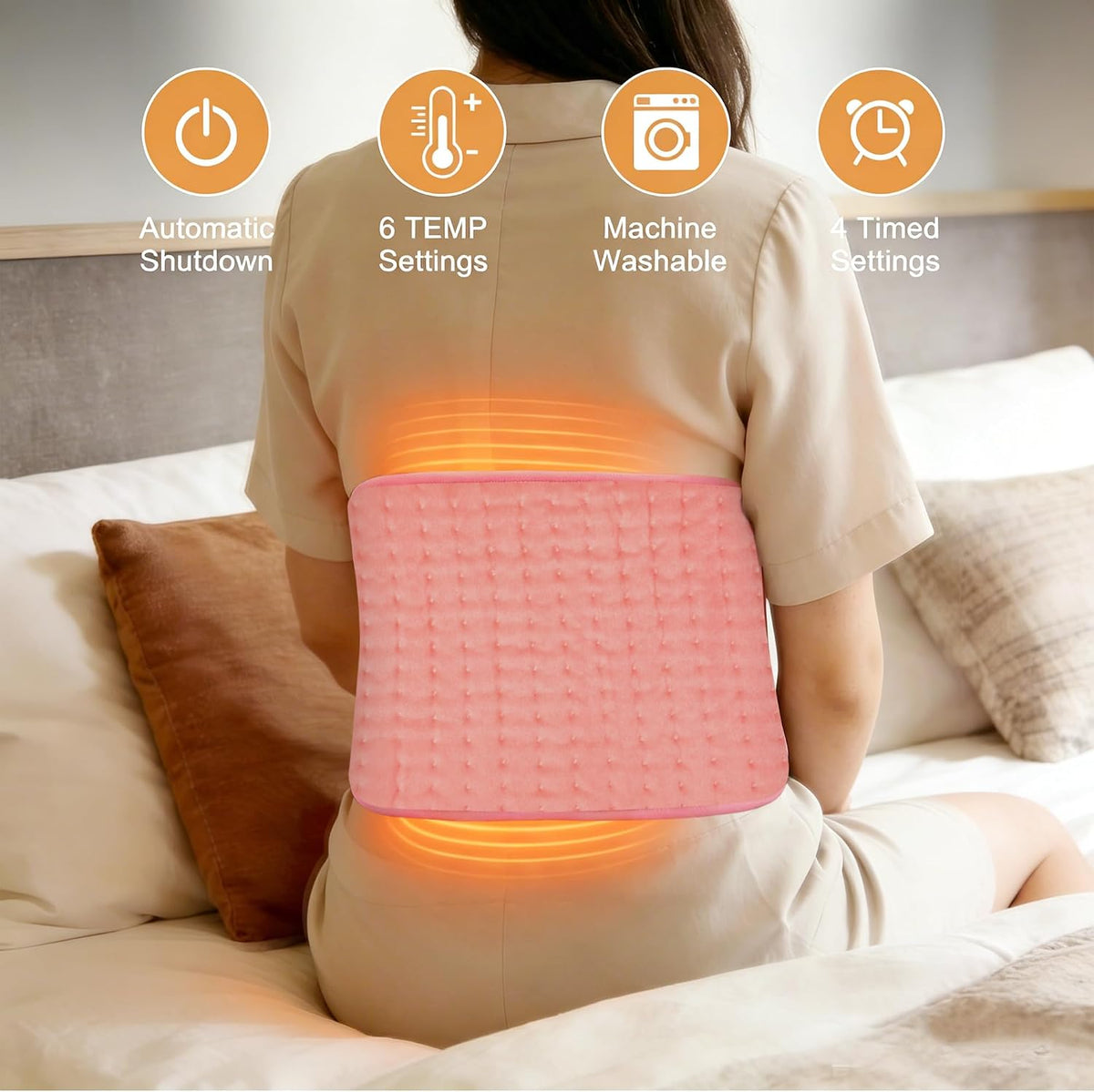 Electric Heating pad for Back Neck Shoulder Knee Arms Legs- Electric Heat Pads with 6 Heat Settings & Auto Shut Off Heat Heating Pad for Birthday Mother Father Girl Men Women