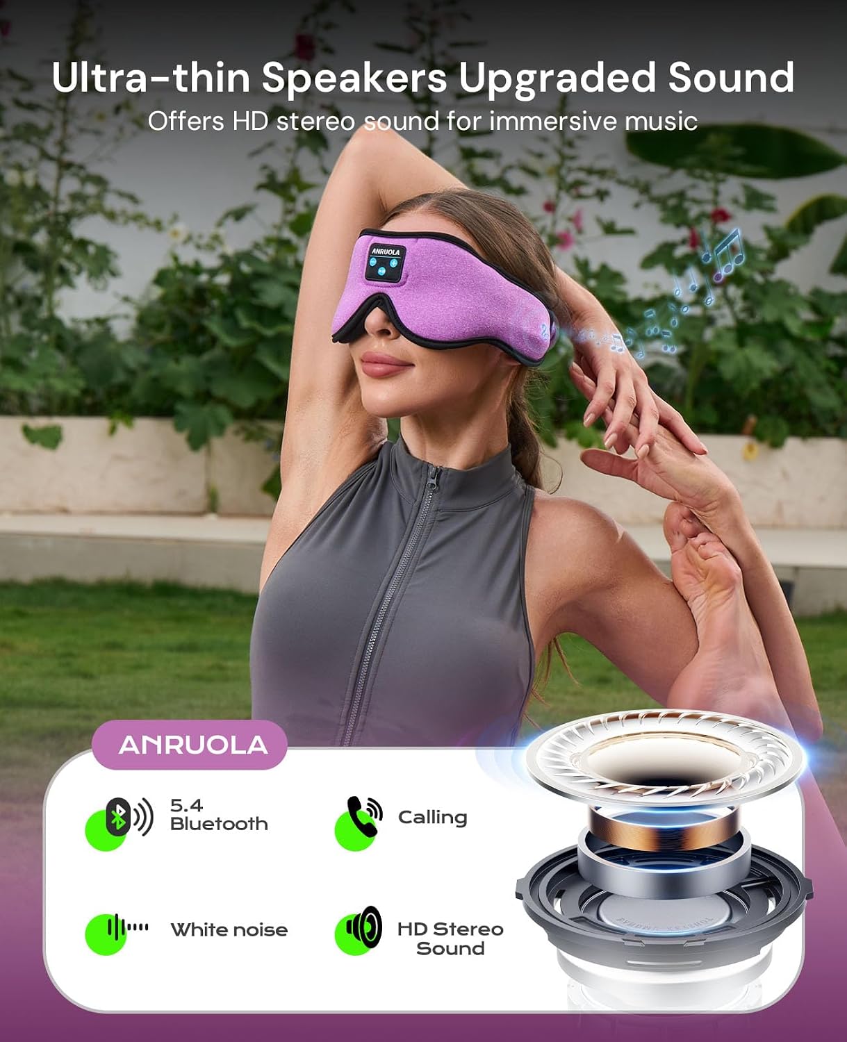3D Sleep Mask with Bluetooth Headphones, Wireless Sleep Headphones for Side Sleepers, Noise Cancelling Eye Mask for Nap, Soft Sleeping Mask for Women Men, Blackout Sleep Mask with Built-in Speakers