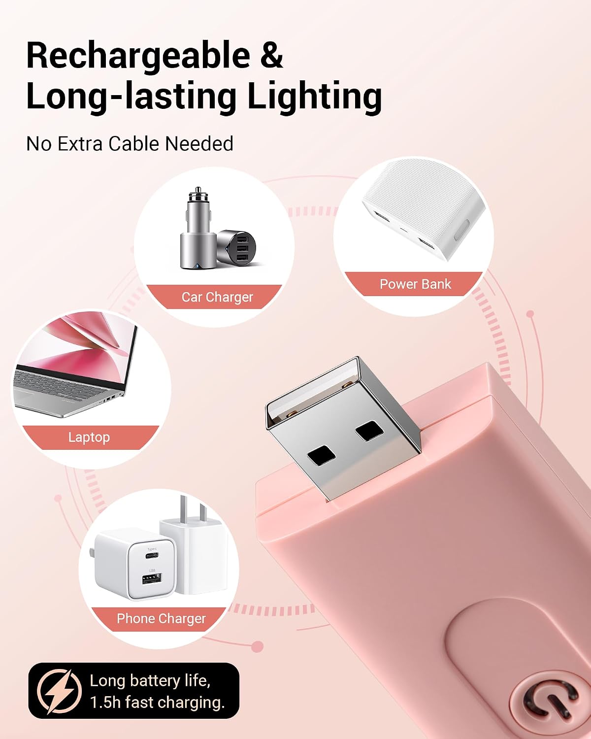 DEWENWILS USB Rechargeable Book Reading Light, 3000K Warm White, Brightness Adjustable Clip on LED Bookmark Lamp at Night in Bed, Portable Booklight for Bookworms, Kids