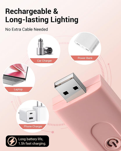 DEWENWILS USB Rechargeable Book Reading Light, 3000K Warm White, Brightness Adjustable Clip on LED Bookmark Lamp at Night in Bed, Portable Booklight for Bookworms, Kids