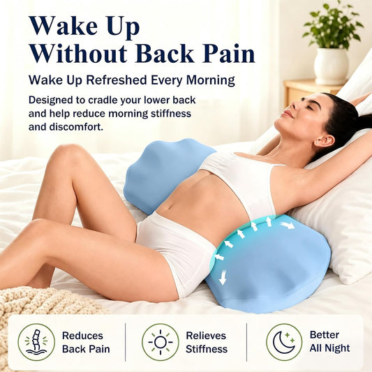 Fledano Lumbar Support Pillow for Bed – Memory Foam Lower Back Pain Relief Pillow for Sleeping, Ergonomic Lumbar Pillow for Side & Back Sleepers, Sciatica & Hip Pain Relief, Washable Cooling Cover