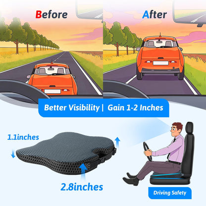 Wedge Car Seat Cushion for Better Visibility & Sciatica Pain Relief