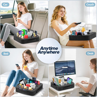 Couch Cup Holder Pillow, Sofa and Bed Caddy for iPad, Kindle, Switch, Game Controller, Remotes, Phones, Small-Sized Cup & Drink Holder for Couch, Bed, Desk, Car, Beach, Bathroom Cup Holder