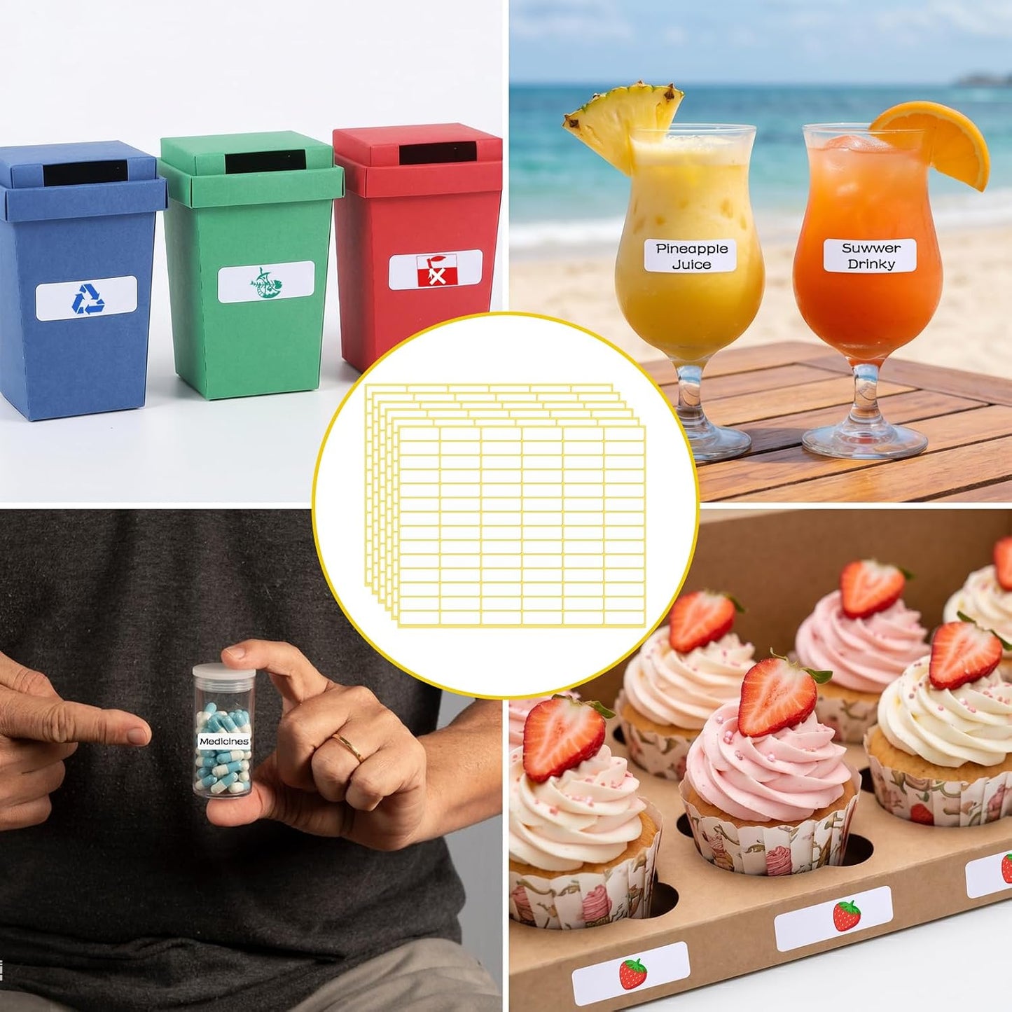 1260 Pcs Mini Labels Stickers Blank - Removable Freezer Labels All-Purpose Small White Label for Price Food Writing Containers Storage Bins Jars Pantry Organization