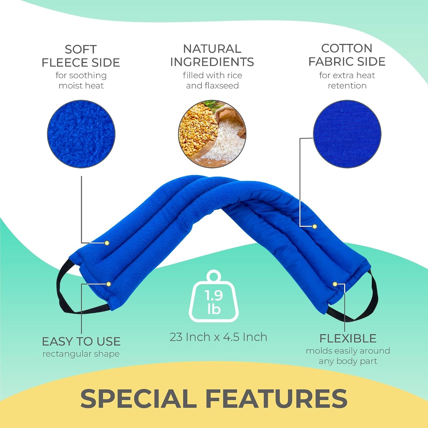 Microwavable Heating Pads for Lower Back, Neck, and Shoulder Pain Relief - Moist Microwave Heating Pad for Muscles and Joints - Microwave Hot Pack Heat Pad for Cramps (Multi Blue, 1)