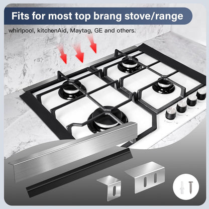 30" Slide-in Range Rear Filler Kit with 2 PCS Stove Gap Covers, Black | Stove Gap Filler Strip, Stainless Steel Backsplash for Stove, Stove Trim Kit with Most Brands Between Stove and Backsplash