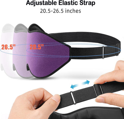 LitBear Sleep Mask for Side Sleeper Women Men, Eye Mask for Sleeping | Light Blocking 3D Contoured Sleeping Mask, Soft Breathable Sleep Eye Mask with Adjustable Elastic Strap for Travel, Black