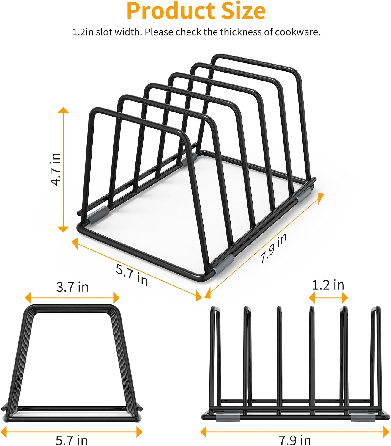 Cutting Board Organizer Kitchen Organizer Rack for Cutting Board, Bakeware, and Cookie Sheet, 5-Slot Heavy-Duty Steel Cookware Holder,Rust-Resistant with Anti-Slip Feet (1, Small)