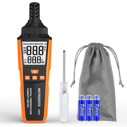 Temperature Humidity Meter, High Precision Thermometer Hygrometer with Ambient, Dew Point, Wet Bulb Thermometer, Dual Display Temperature & Humidity with LCD Backlight, TH10