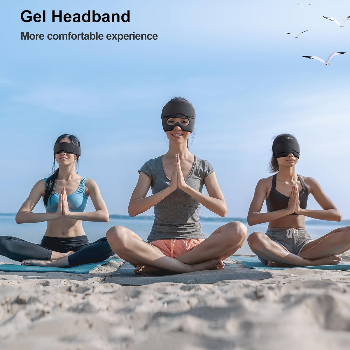 2 in 1 Migraine Relief Cap with Gel Eye Mask, Headache Relief Cap Ice Head Wrap Hot and Cold Therapy Hat Gift for Women for Headache Puffy Eyes Sinus and Tension Stress Relief (Light Purple)