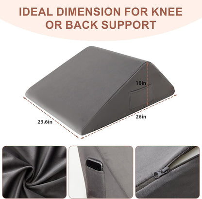 Bedluxe Knee Pillow for Back Sleeping, Leg Pillow Knee Wedge Pillow, Memory Foam Wedge Pillows for Legs Post Surgery, Triangle Pillow for Knee Support, Leg Elevation, Knees Hip Back Pain Relief, White