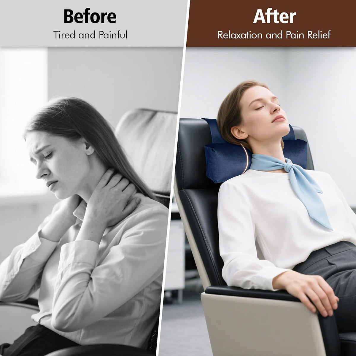 WdFour Velvet Neck & Head Pillow for Recliner Chair, Small Ergonomic Cervical Support Pillow for Home, Office and Travel, Non-Slip Cushion for Tension Relief & Shoulder Comfort (Chocolate)