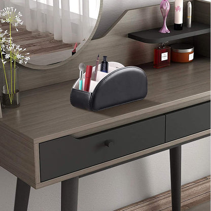 Pu Leather TV Remote Control Holder with 5 Compartments,Remote Caddy/Tray | Bedside Table Desk Storage Box/Organizer for Pen,DVD,Blu-Ray,Media Player,Heater Controller,Cosmetics,Glasses,Office Supplies
