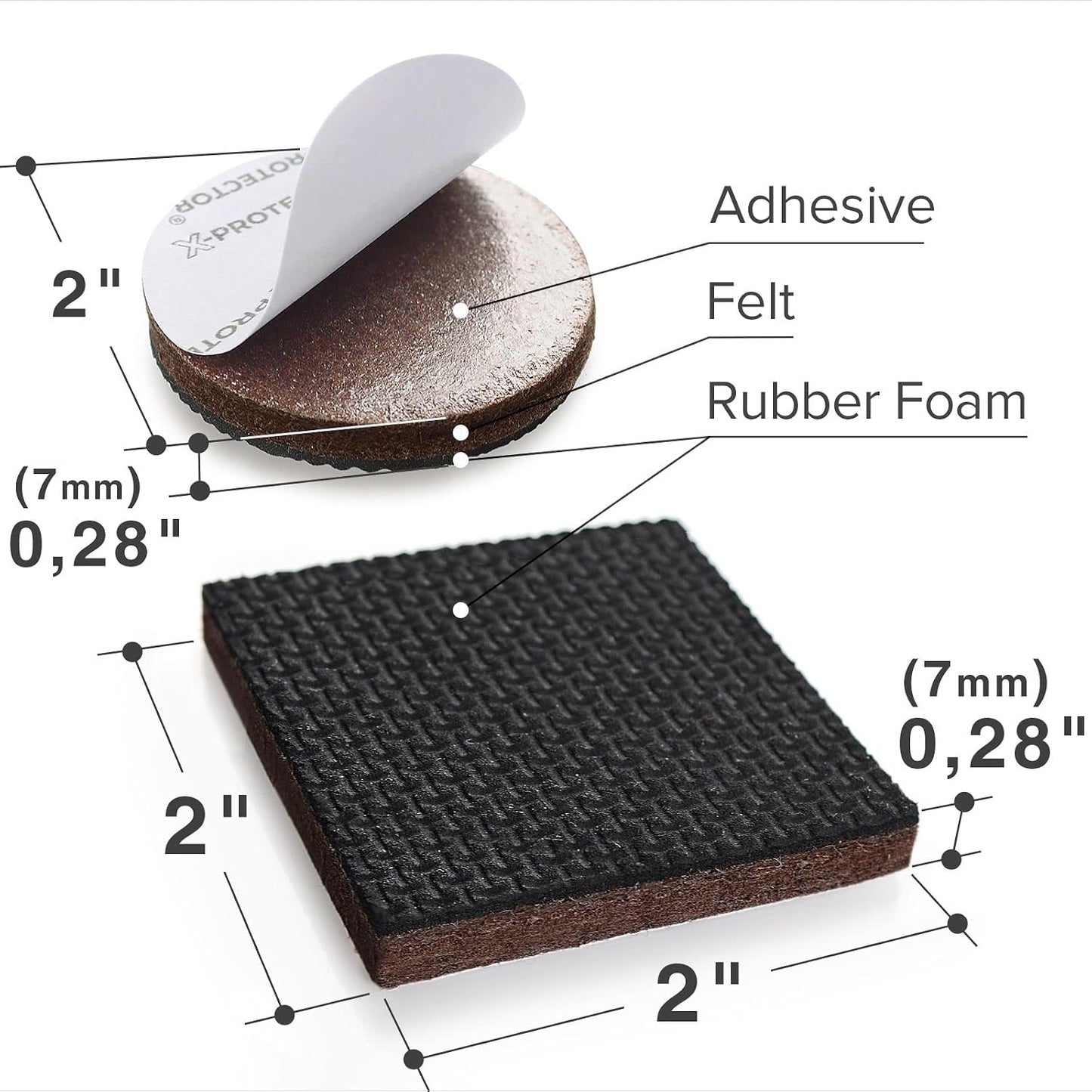 X-PROTECTOR Non Slip Furniture Pads – 12 Premium Furniture Grippers 3"! | Best Self Adhesive Rubber Feet Furniture Feet – Ideal Non Skid Furniture Pad Floor Protectors – Keep Furniture in Place!