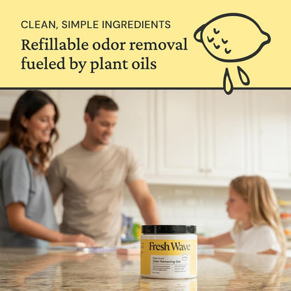 Fresh Wave Original Odor Eliminator Gel 3-Pk 7 oz - Air Freshener for Home | Plant-based essential oils. Lasts 15-30 days per jar. No plug-in needed. Pet-safe, closet and bathroom deoderizer.