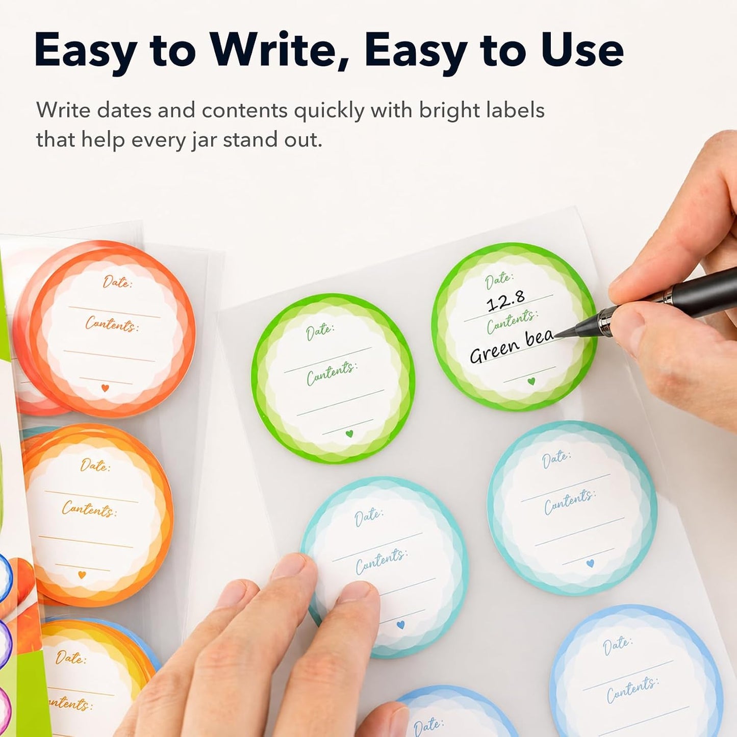 2" Mason Jar Canning Labels, 9 Colors, Microwave/Freezer Safe, 90 | Waterproof, removable stickers for glass or plastic. Easy to write on and removes with zero sticky residue.