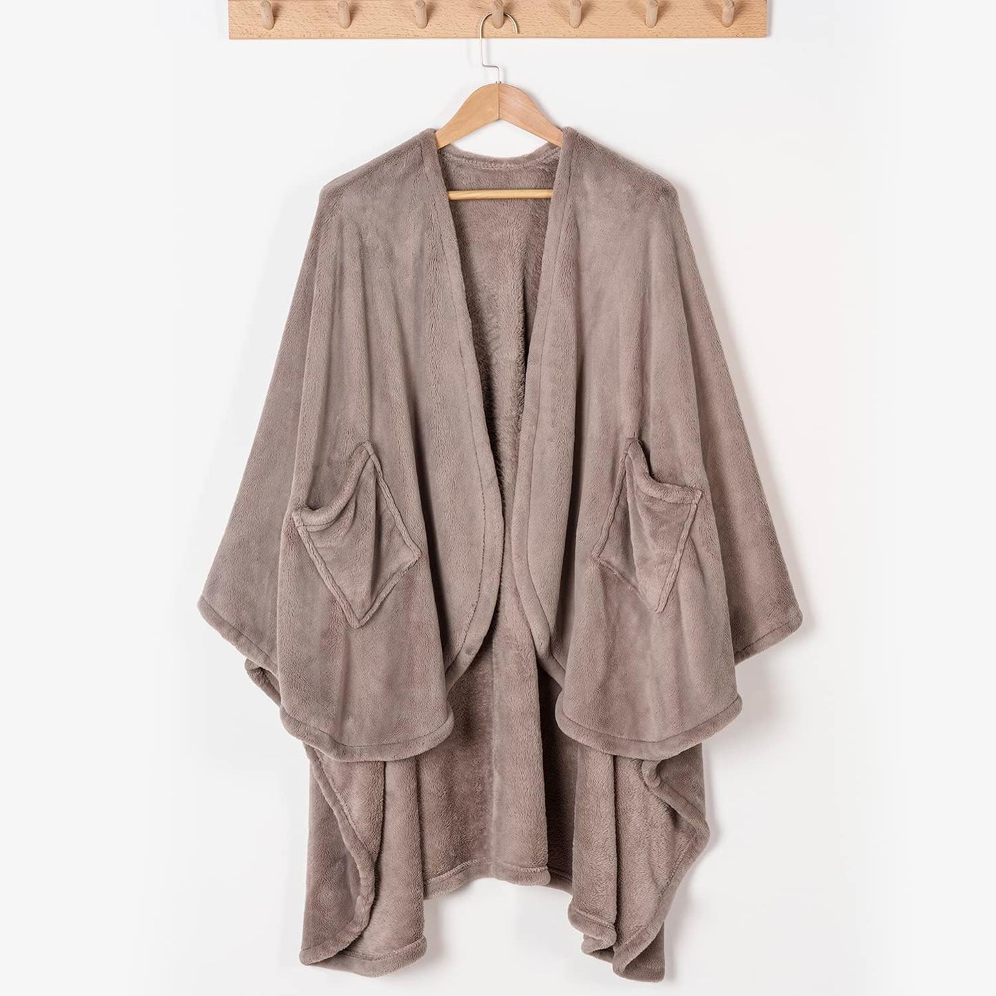 Berkshire Blanket Primalush™ Wearable Blanket, Cozy Loungewear Pocketed Plush Cape Wrap for Adults & Teens(Purple, One Size 58"X64")