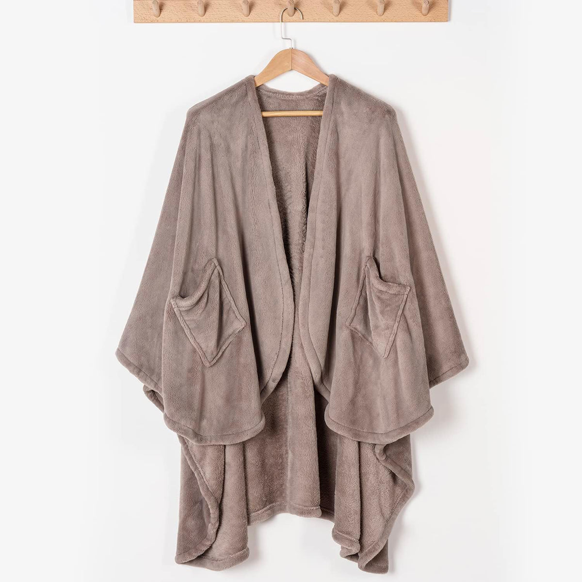 Berkshire Blanket Primalush™ Wearable Blanket, Cozy Loungewear Pocketed Plush Cape Wrap for Adults & Teens(Purple, One Size 58"X64")