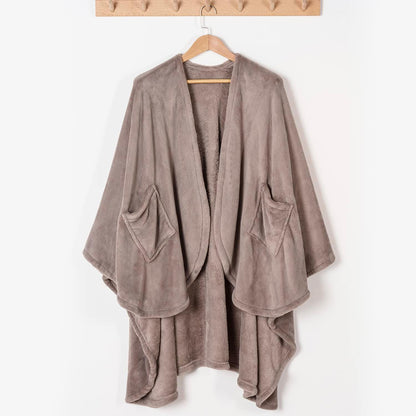 Berkshire Blanket Primalush™ Wearable Blanket, Cozy Loungewear Pocketed Plush Cape Wrap for Adults & Teens(Purple, One Size 58"X64")
