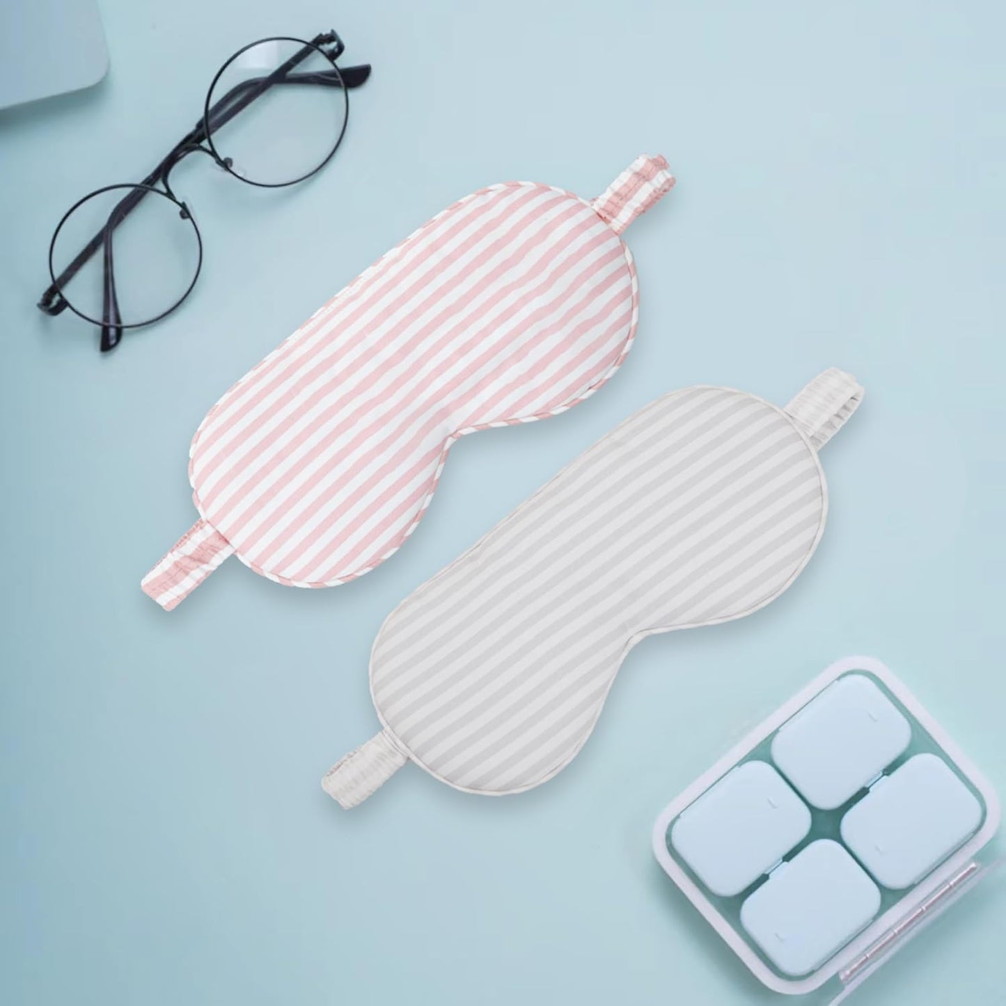 HBHLFZ Sleep Mask 2 Pack - Bamboo Viscose Fiber Sleeping Eye Mask - with Elastic Band/Headband - Comfort Sleeping Shade - for Nighttime Sleeping, Traveling & Napping（Pink，Green）