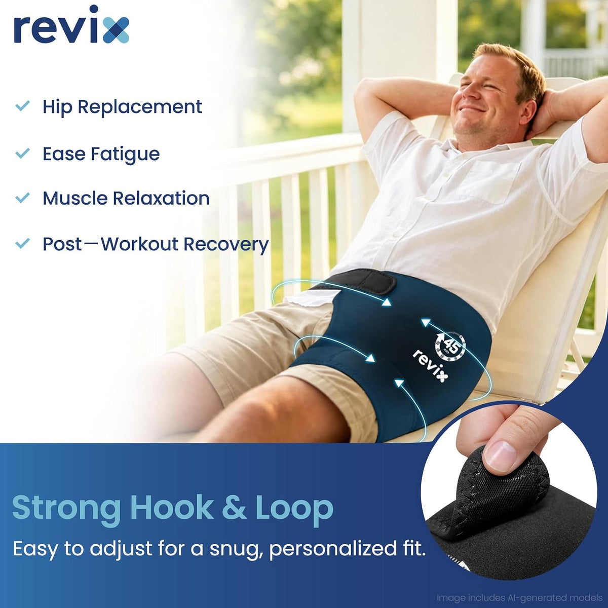 REVIX Hip Ice Pack Wrap for Sciatica & Hip Replacement, 45-Min Cold Therapy