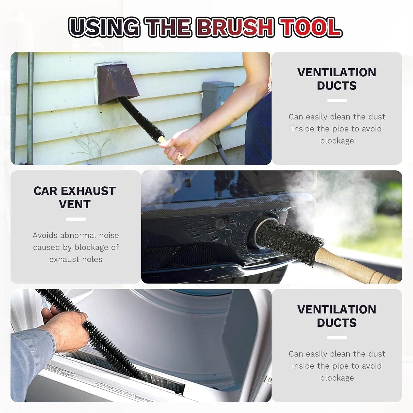 2 Pieces Dryer Vent Cleaner Kit,Lint Brush & Vacuum Hose | Vac Attachment with Flexible Lint Brush & Hose, Fits Most Vac for Dryer Lint Removal, Fire Prevention, Home Appliance Clean