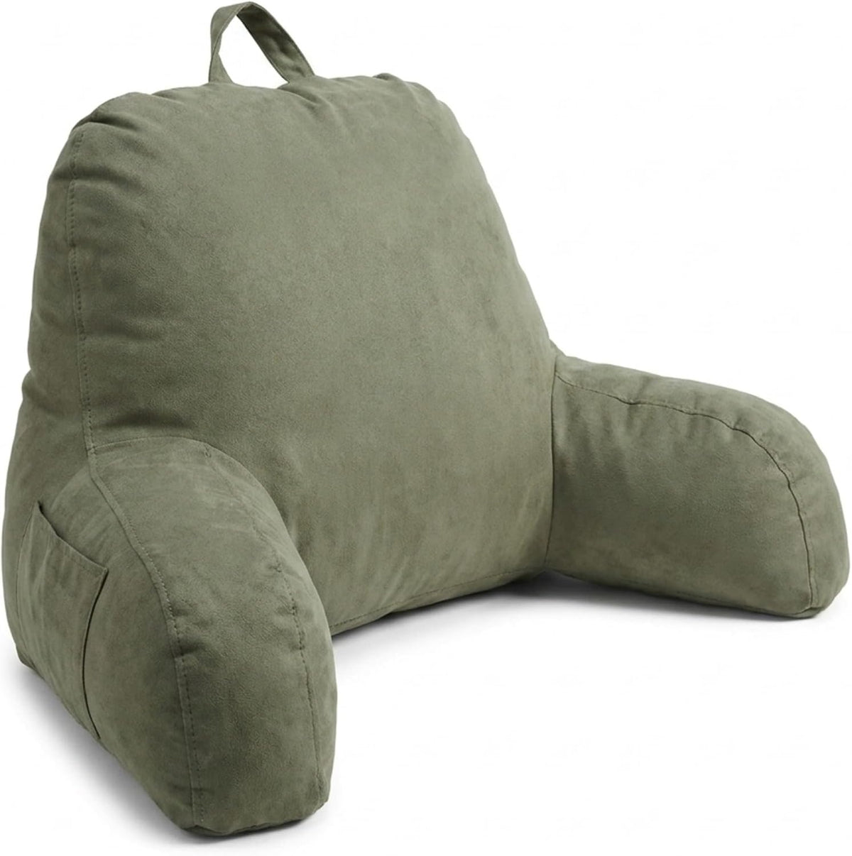 Deluxe Comfort Microsuede Bed Rest - Reading and Bedrest Lounger - Sitting Supprt Pillow - Soft But Firmly Stuffed Fiberfill - Backrest Pillow With Arms, Light Purple