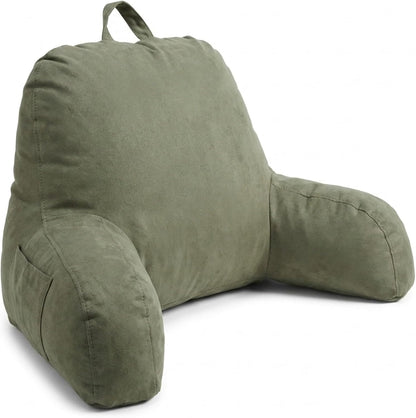 Deluxe Comfort Microsuede Bed Rest - Reading and Bedrest Lounger - Sitting Supprt Pillow - Soft But Firmly Stuffed Fiberfill - Backrest Pillow With Arms, Light Purple