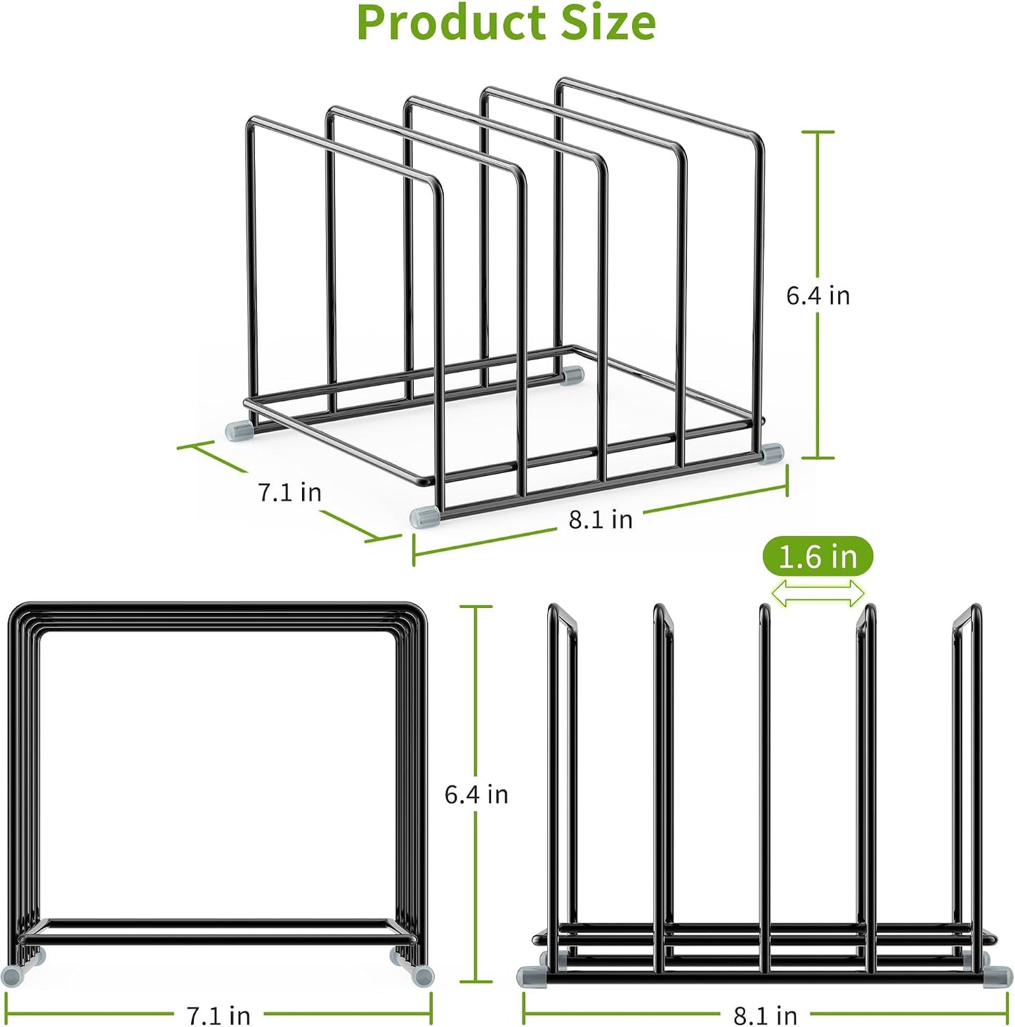 Cutting Board Organizer-1.6in Wide Kitchen Cutting Board Holder Stand for Pan,Baking Sheets,Cookie Sheets with 4 Slots,Baking Sheet Oragnizer(2PC-Medium)